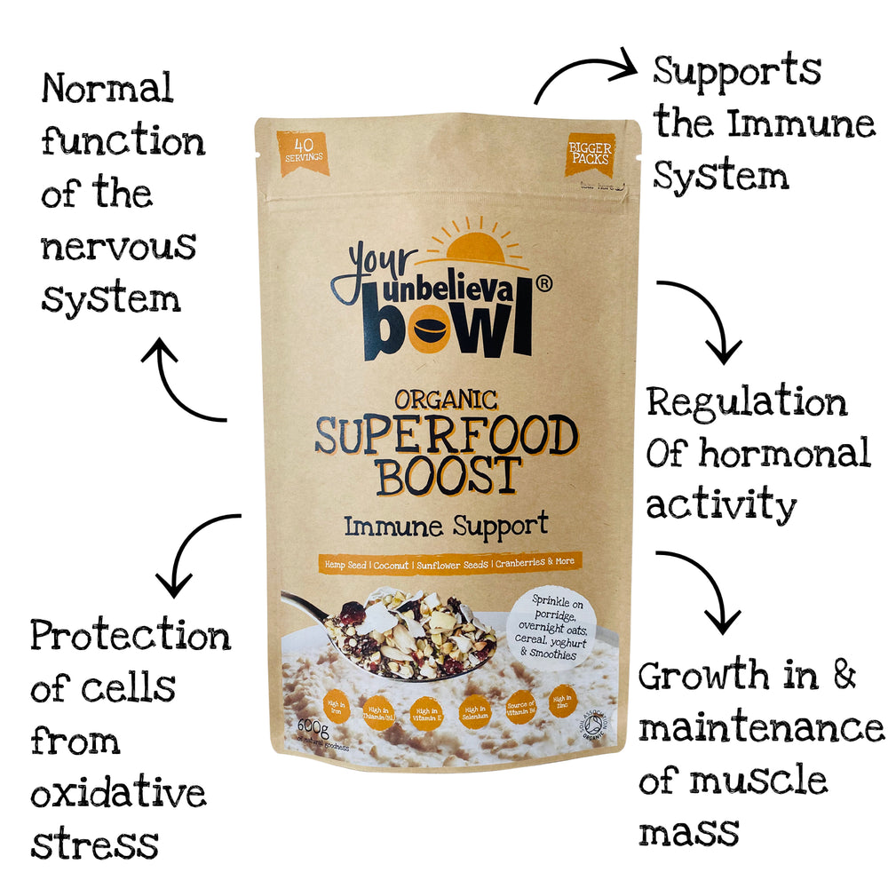 Superfood Boost normal function of the immune system muscle mass growth organic oxidative stress protection